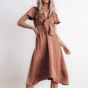 NWT Baltic Born Poppy Satin Midi in Rosy Brown